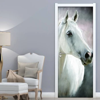 Zviera Kôň Kreatívne HOBBY samolepiace Dvere Nálepka, 3D nástenná maľba obrazov na Stenu Pre Obývacia Izba, Spálňa Štúdia Dvere Foto Tapety