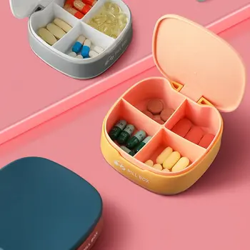 Dizajn Pilulku Prípade Prenosné 4 Mriežky, Nordic Pilulku Box Drog Tablet Medicíny Skladovanie Držiteľa Splitter Organizátor Kontajner Prípade