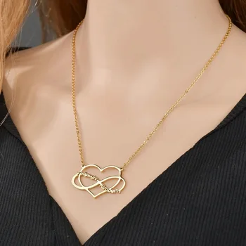 Osobné Infinity symbol Lásky Srdce Náhrdelník 2 Vlastné Meno Pár Náhrdelníky z Nehrdzavejúcej Ocele, Šperky Darček Drop shipping