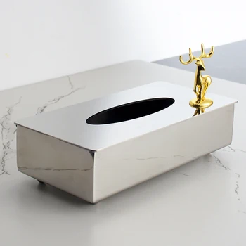 3D Zlatý Elk Tkaniva Box Európskej Nehrdzavejúcej Ocele Obývacej Izbe, Konferenčný Stolík Čerpanie Papierové Krabice Reštaurácia Obrúsok Úložný Box 3