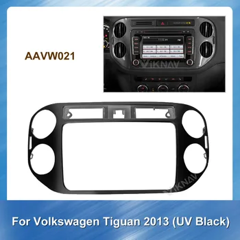 2DIN Auto Stereo DVD Rádio Fascia pre Volkswagen Tiguan 2013 UV Black Audio Prehrávač Panel Adaptér Rámu Dash Mount Inštalácia