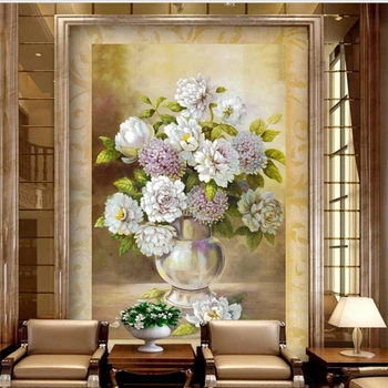 beibehang abstraktných de parede Vlastnú Tapetu 3d Klasická Vázu s Kvetom, olejomaľba Arkádovej Chodby, TV joj, Steny papper 3d nástenná maľba