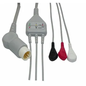 Kompatibilné pre Philips/HP 12Pin MP20/30/VM6 Pacienta Monitorovať EKG Kábel Jeden Kus 3 Vedie, EKG Leadwires Kábel Modulu Konci AHA .TPU