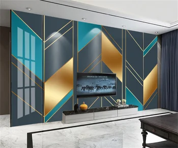 Americká ľahká luxusné zlaté geometrické kreatívy TV obývacia izba domáce dekorácie pozadí samolepky na stenu vlastné nástenná maľba na stenu papier