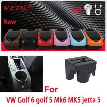 Pre VW golf V, lakťová opierka box PRE VOLKSWAGEN GOLF 5 MK5 V GOLF 6 MK6 VI Interiéru Auta, lakťová opierka Centrum Úložný box s USB držiak