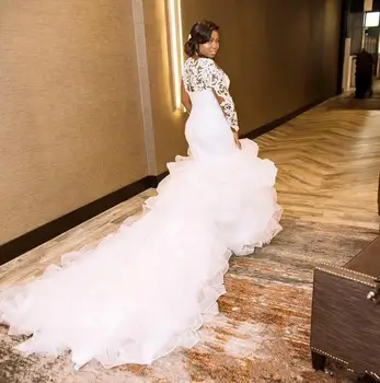 Africké Morská víla Svadobné Šaty 2021 vestido de novia Backless Nášivka Svadobné Šaty šaty de mariée Plus Veľkosť Nevesta
