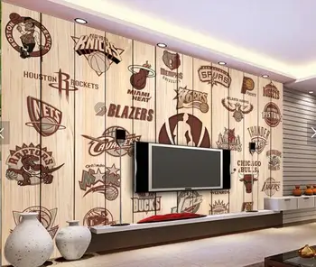 Vlastné basketbal tapetu, tím logo tímu logo dreva stene obývacej izby bar KTV reštaurácia tapetu pozadia 1