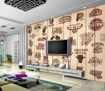 Vlastné basketbal tapetu, tím logo tímu logo dreva stene obývacej izby bar KTV reštaurácia tapetu pozadia 3