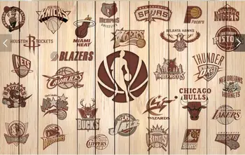 Vlastné basketbal tapetu, tím logo tímu logo dreva stene obývacej izby bar KTV reštaurácia tapetu pozadia 5