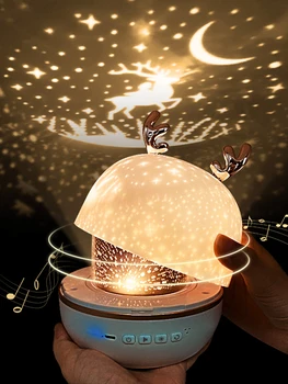 Hudba Projektor Nočné Svetlo S BT Reproduktor Spoplatnené Vesmír, Hviezdna Obloha Otočiť LED Lampa Farebné Blikajúce Hviezdy Deti Baby Darček