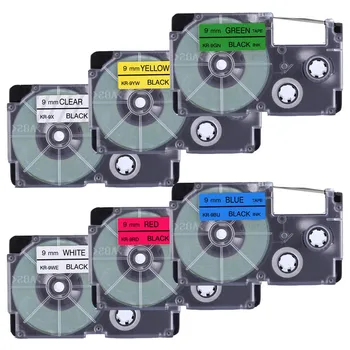 9/12mm casio označenie páskou zmiešané farby kompatibilné štítok pásky pre KL-60 stroji KL-60SR kl120 tlačiareň štítkov 6 PACK