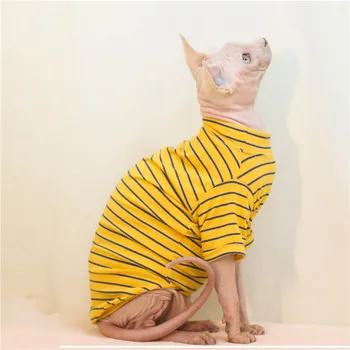 Klasické Prúžok Bavlnené Oblečenie pre Mačky Jar Leto Mačka Oblečenie Bezsrstá Mačka Oblečenie sphynx oblečenie pre mačky