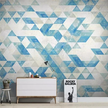 Dekoratívne tapety série Severnej Európe abstraktné geometria trojuholník diamond tvar modrej gauč TV pozadí na stenu veľká nástenná maľba