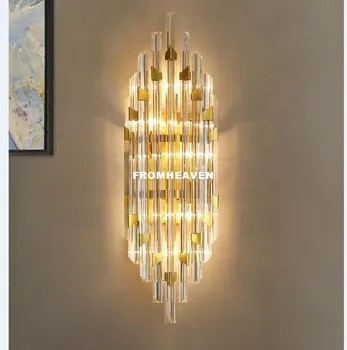 Moderné Nástenné Svietidlá Nordic Crystal Stenu Sconces Nehrdzavejúcej Ocele Crystal Lampa LED AC Nástenné svietidlo Crystal Nástenné Svietidlo Spálňa Svetlá